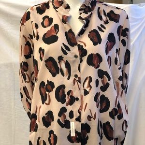 Eloquii Women's Button Down Shirt w Ruffle Neck